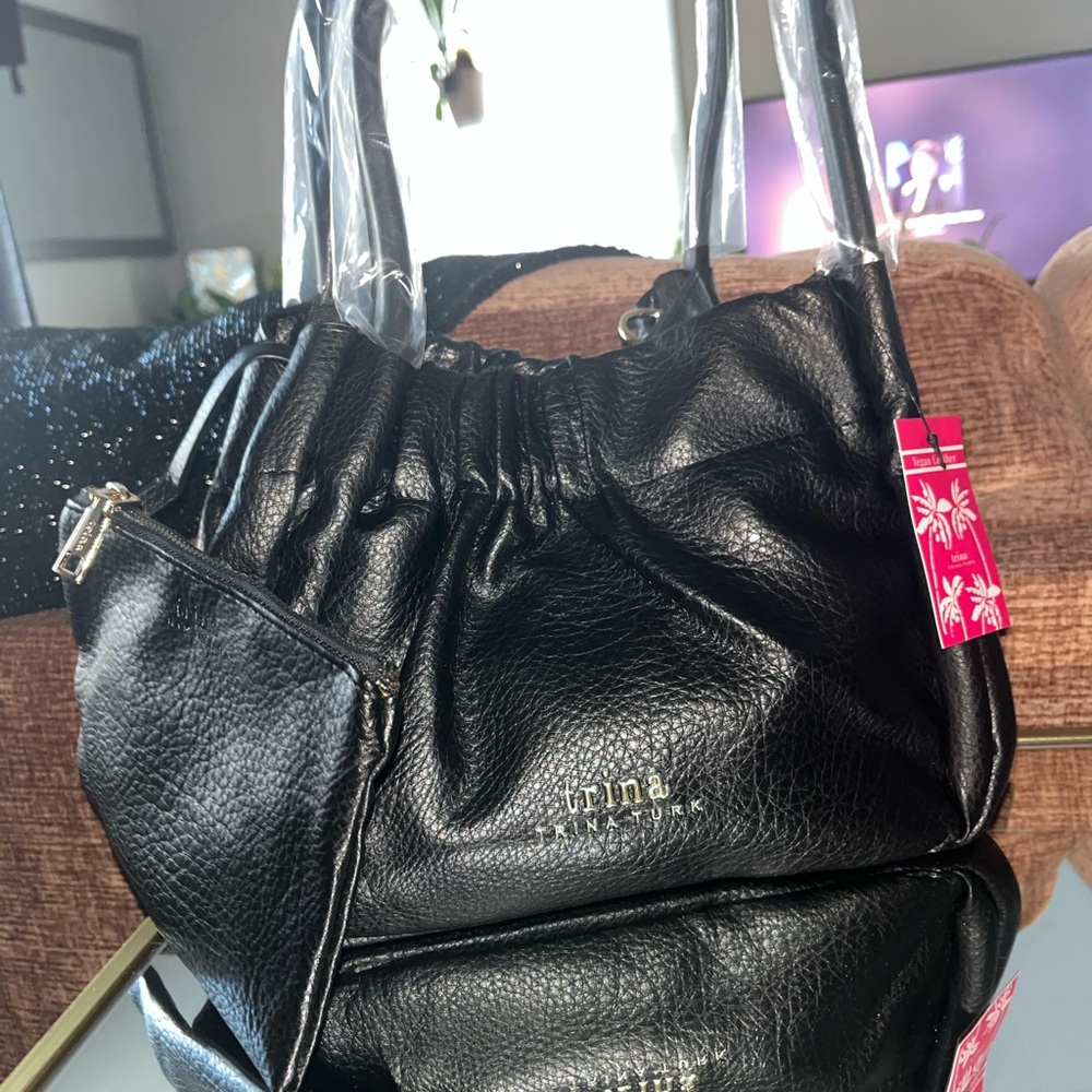 Trina Turk Black Shoulder Bag with Pouch
